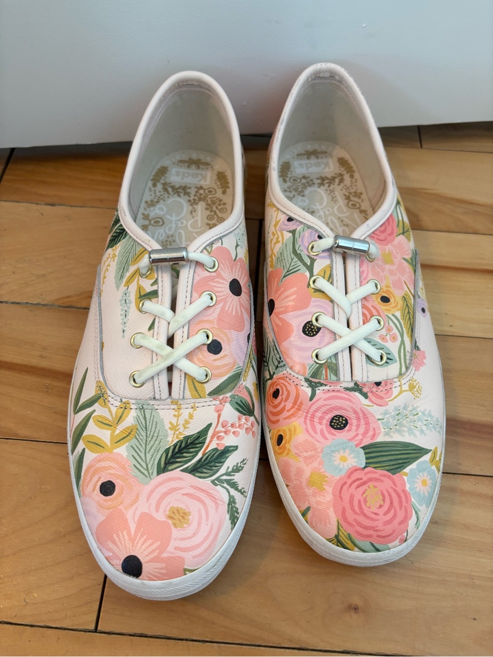 Keds Rifle Paper Co Floral Leather Lace-Up Sneakers - Pink
